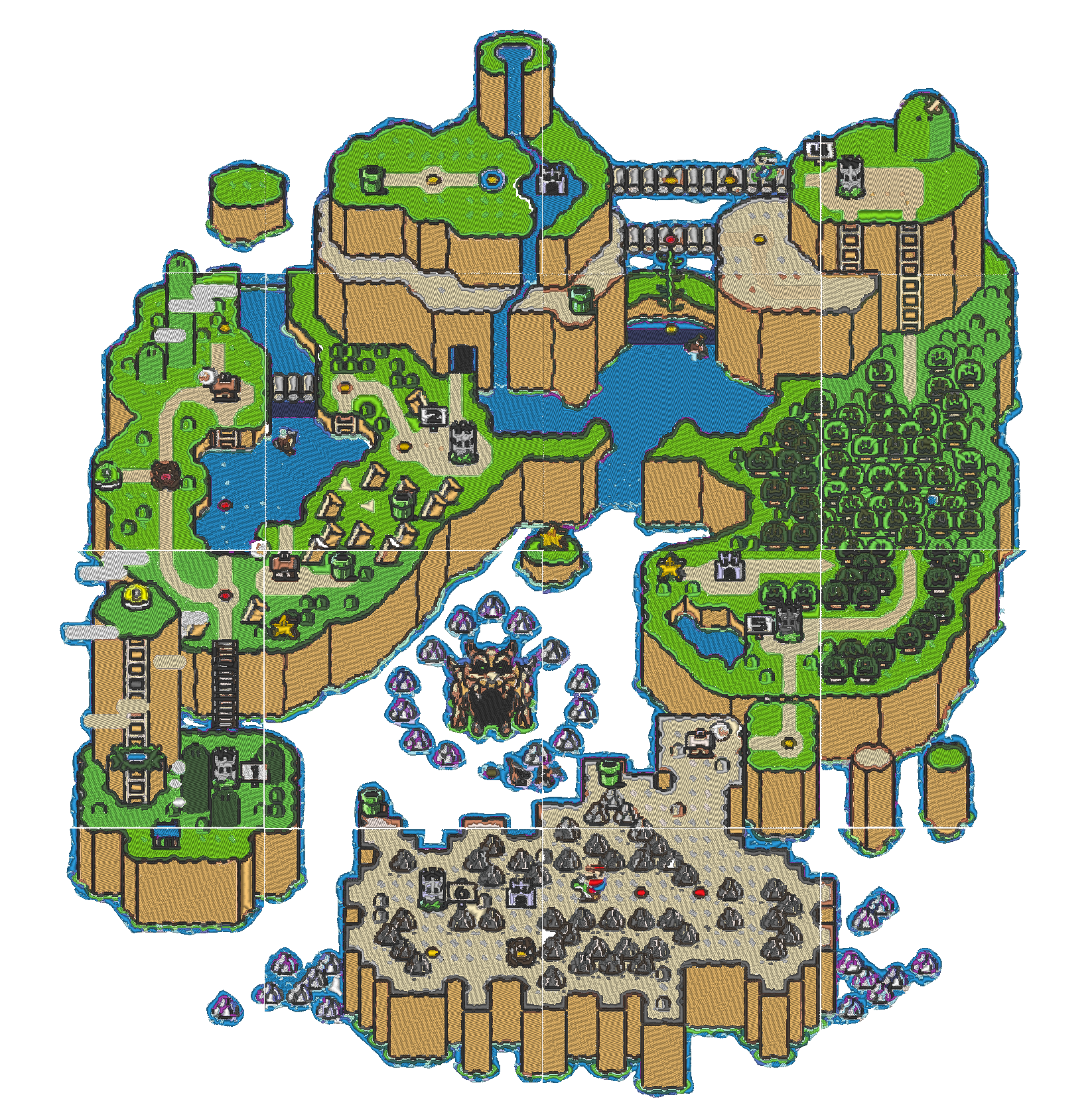 Embroidery Tiled Super Mario World Map A G E Store Anime Patterns