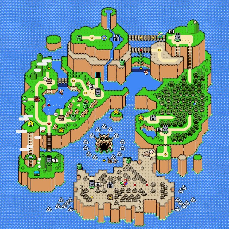 Embroidery Tiled Super Mario World Map - A.G.E Store | anime patterns