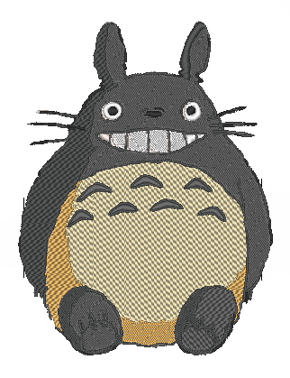 Totoro sits stitched