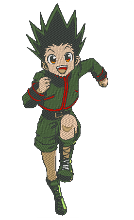 Gon punch nike embroidery design, Hxh embroidery, Anime desi