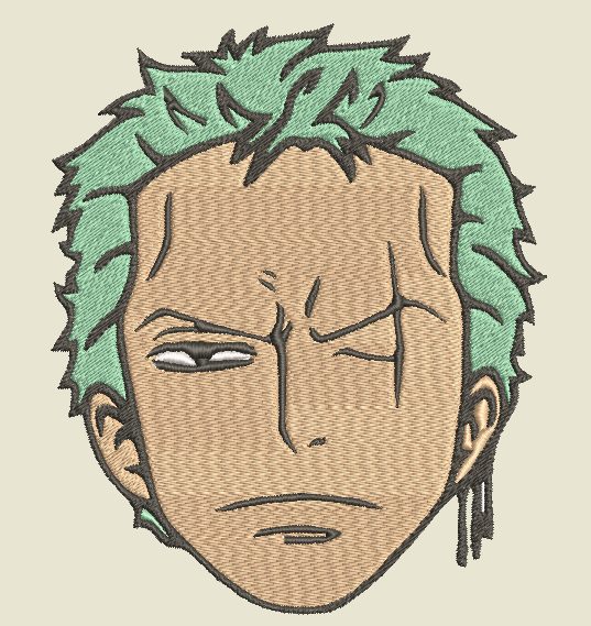 Zoro Chibi Embroidery Design File, One Piece Anime Embroidery Design,  Machine Embroidery File. Zoro Roronoa pes Design