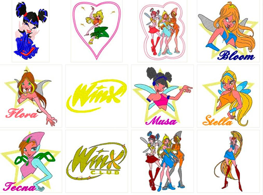 879px x 650px - Embroidery Pattern 12 Piece Winx Group 2 - A.G.E Store anime patterns