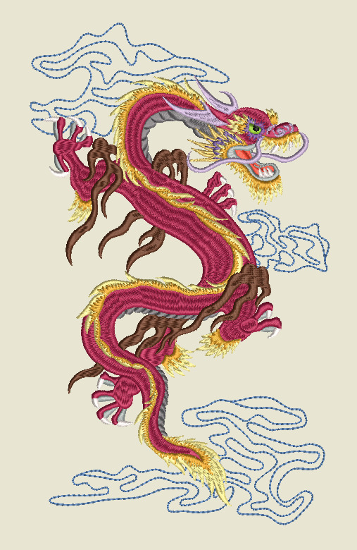 Embroidery Red Smoke Dragon Pattern - A.G.E Store patterns