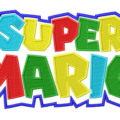 Embroidery Pattern Super Mario Text Logo