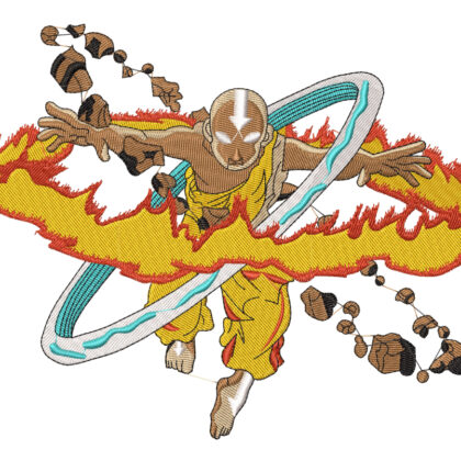 Anime Embroidery Avatar Aang Swirl