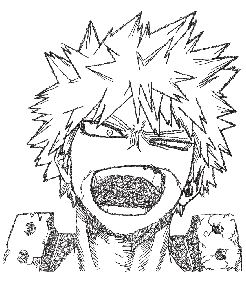 Anime Embroidery Pattern Bakugo Face Lineart - A.G.E Store | designs