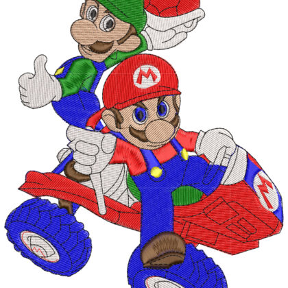 Embroidery Pattern Mario Cart Duo