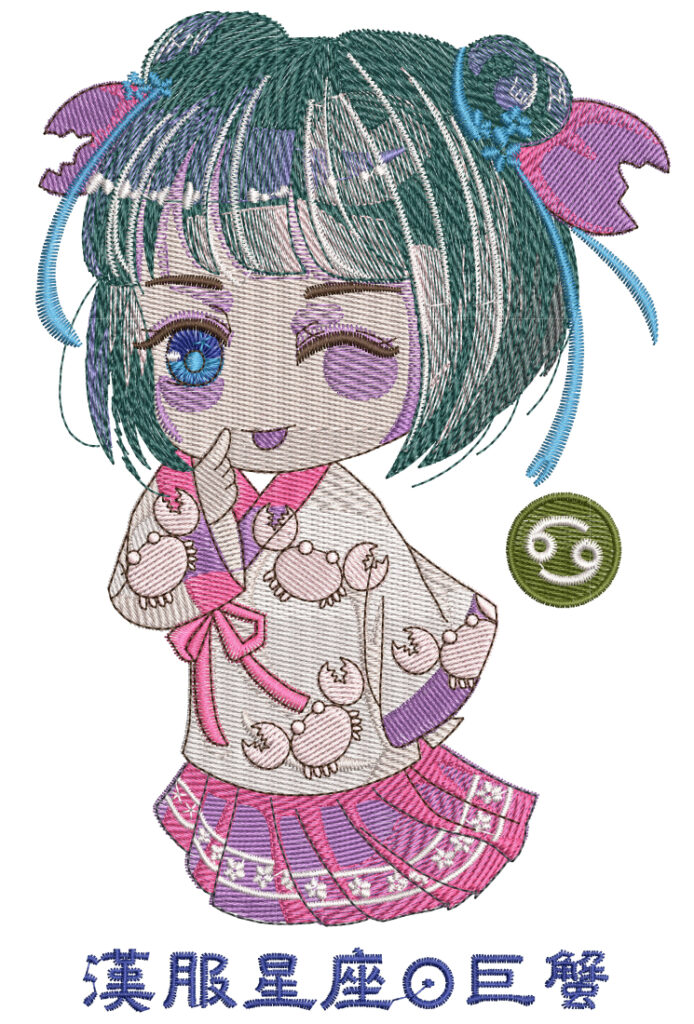 Chibi Pattern Design Anime Embroidery Pattern Zodiac Cancer Chibi - A.G.E Store | designs