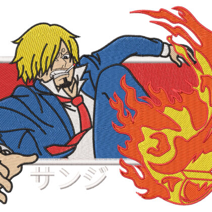 Anime Embroidery Pattern Sanji Fire Stomp
