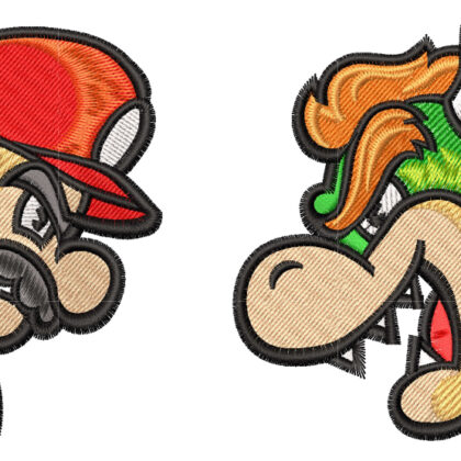 Embroidery Pattern Mario Bowser Face Off