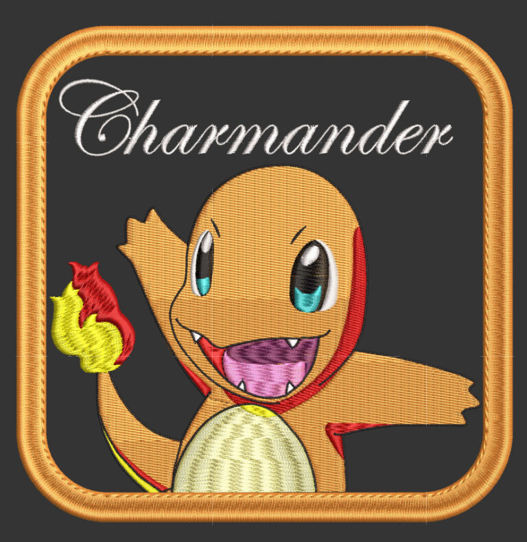 Embroidery Pattern Pokemon Charmander Square - A.g.e Store 