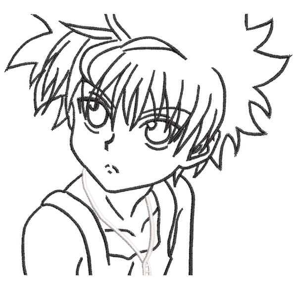 Anime Embroidery Pattern Killua Bust Lineart