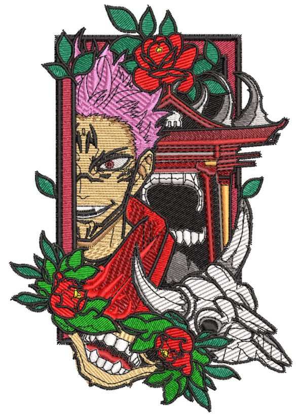 Anime Embroidery Pattern Sukuna Collage