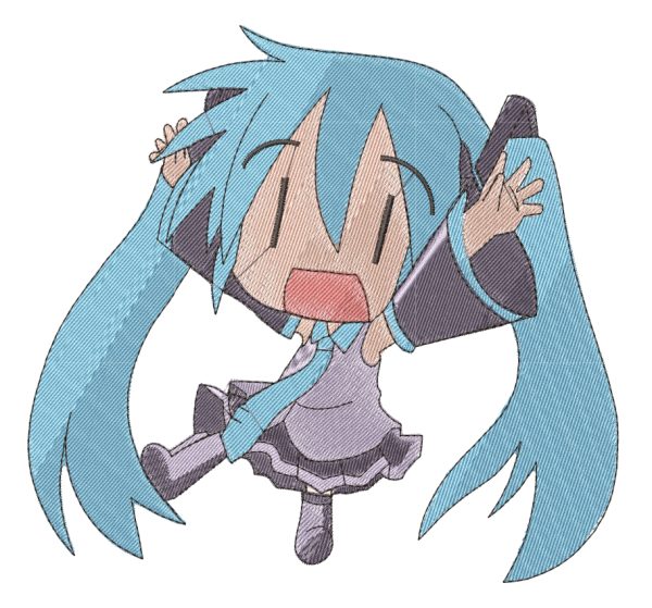 Anime Embroidery Pattern Miku Chibi Scream