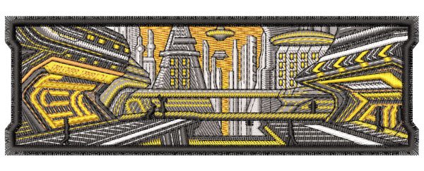 Anime Embroidery Pattern Cyberpunk City