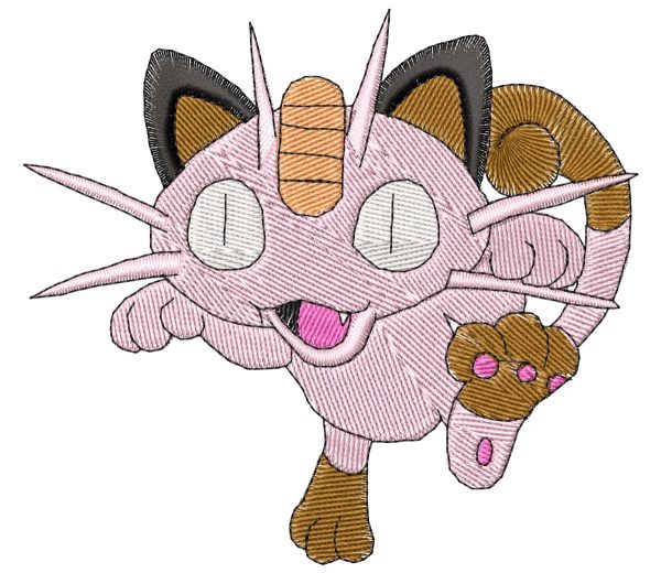 Embroidery Pattern Pokemon Meowth Leap