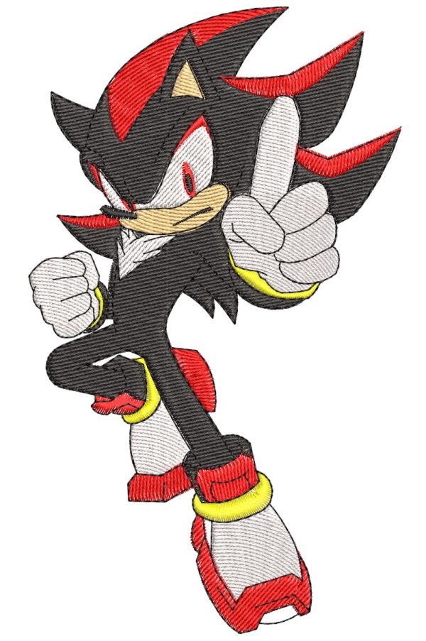 Embroidery Pattern Sonic Shadow Warns