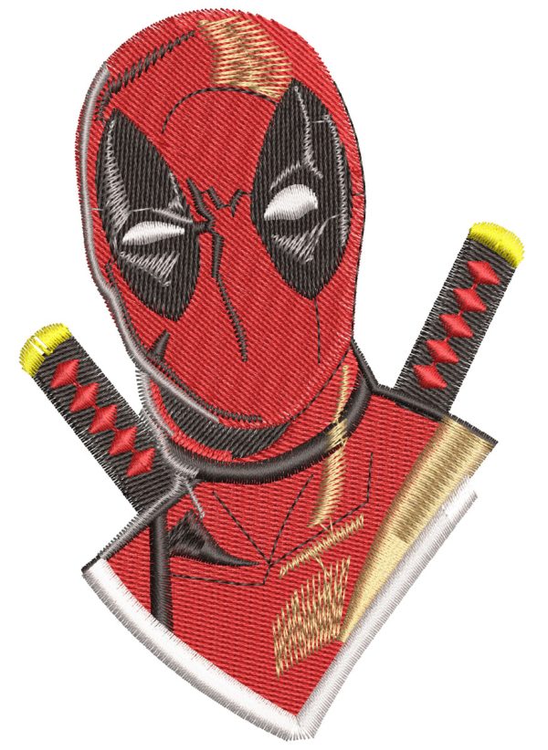 Embroidery Pattern Deadpool Sword Bust