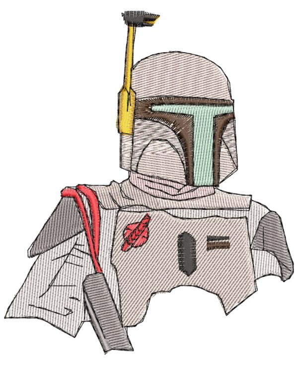Embroidery Pattern Boba Fett Bust Simple