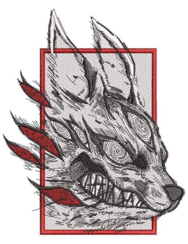 Anime Embroidery Pattern Chainsaw Fox Devil