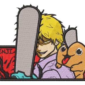 Anime Embroidery Pattern Denji Chainsaw Framed