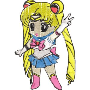 Anime Embroidery Pattern Sailor Moon Chibi Waves