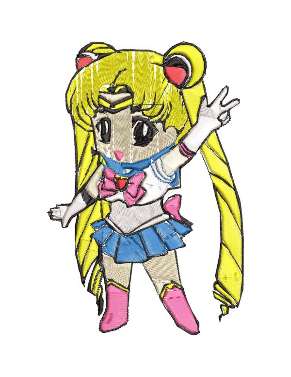 Anime Embroidery Pattern Sailor Moon Chibi Waves