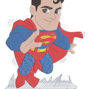Embroidery Pattern Superman Chibi Leaps