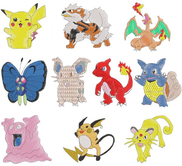 Embroidery Pattern Pokemon Simple Set 1