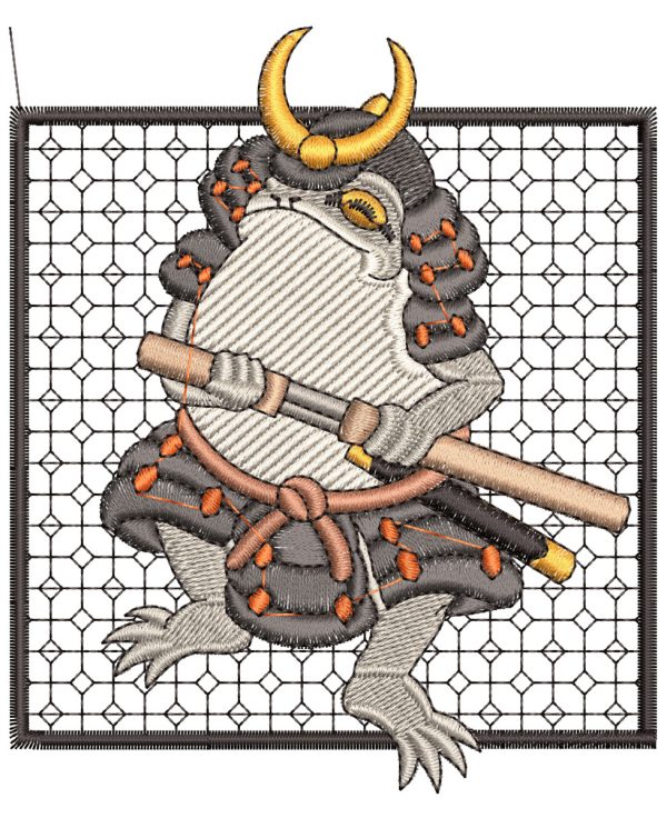 Embroidery Pattern Samurai Frog