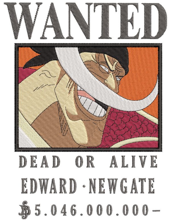 Anime Embroidery Pattern Whitebeard Bounty