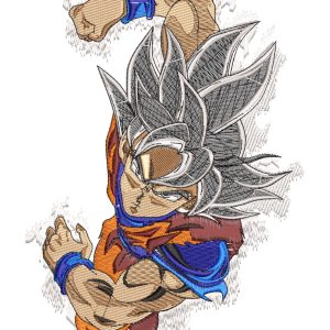 Goku Fly Punch Anime Embroidery Pattern