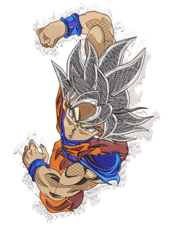 Goku Fly Punch Anime Embroidery Pattern