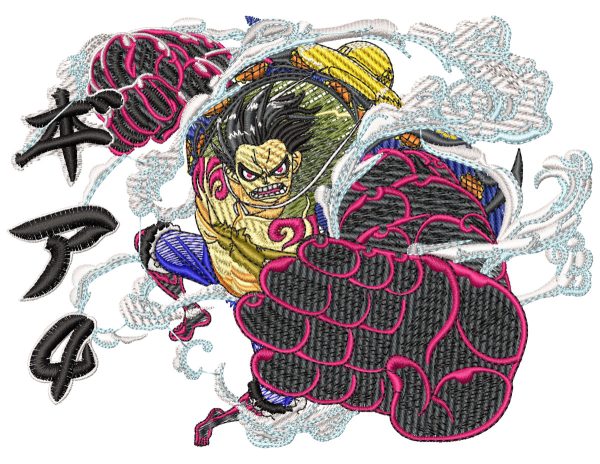 Anime Embroidery Pattern Luffy 4th Gear Palm Art