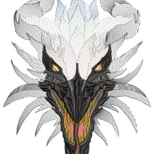Embroidery Pattern Black Dragon Head