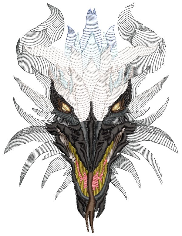 Embroidery Pattern Black Dragon Head