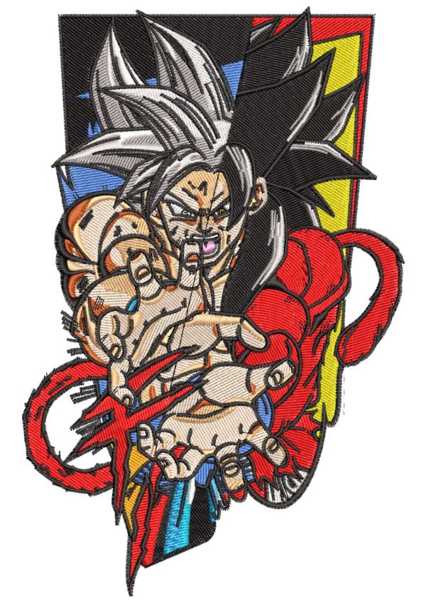 Embroidery Pattern Goku Saiyan Split Attack