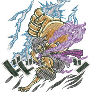 One Piece Luffy Gear Leap Smash Embroidery Pattern