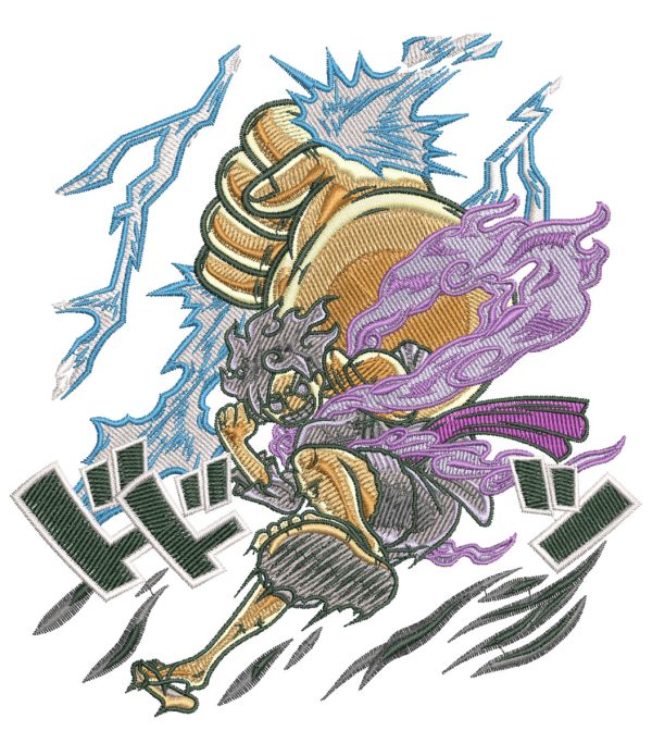 One Piece Luffy Gear Leap Smash Embroidery Pattern