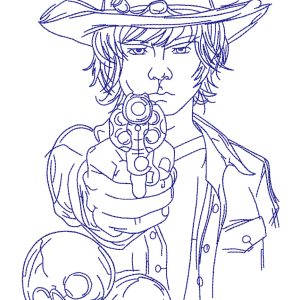 Embroidery Pattern Walking Dead Carl Guns
