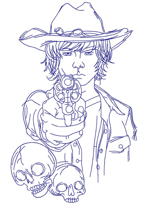 Embroidery Pattern Walking Dead Carl Guns