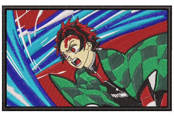 Demon Slayer Tanjiro Blue Strikes Embroidery Pattern