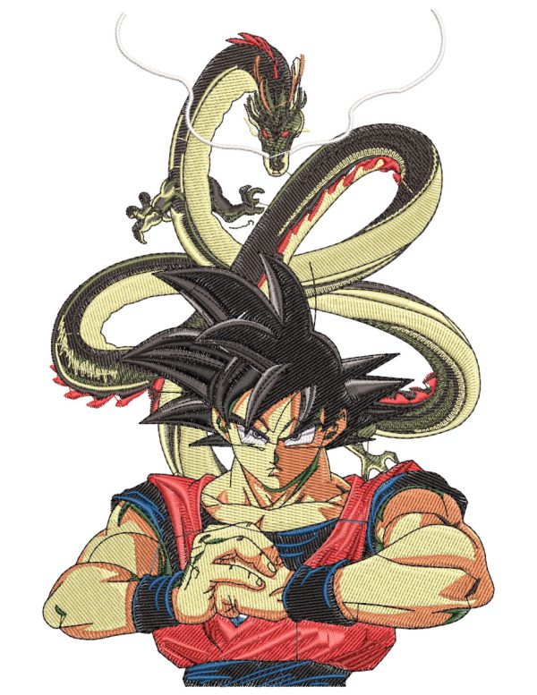 Goku Dragon Ready Anime Embroidery Pattern