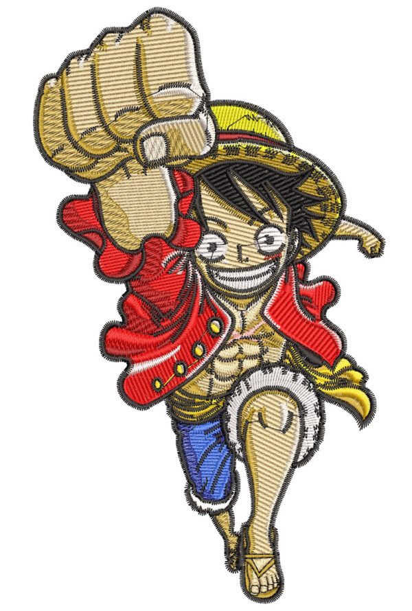 One Piece Luffy Fly Punch Anime Embroidery Pattern