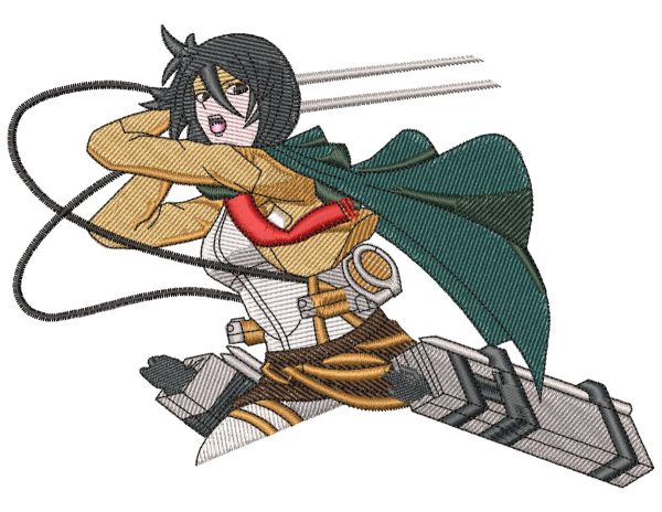 Titan Mikasa Swing Attack Anime Embroidery Pattern