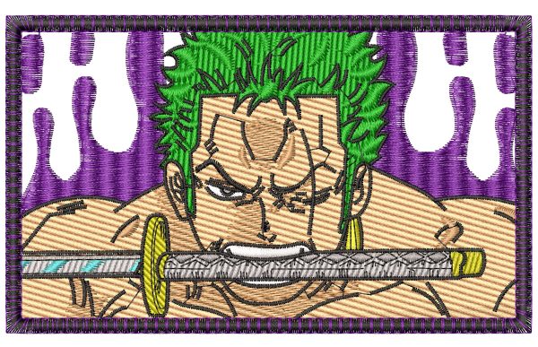 Roronoa Zoro Purple Sword Bite Anime Embroidery Pattern