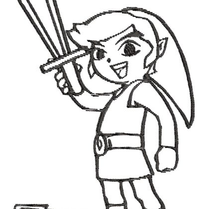 Zelda Link Point Lineart Embroidery Pattern