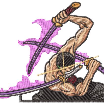 Anime Embroidery Pattern Zoro 3 Sword Style