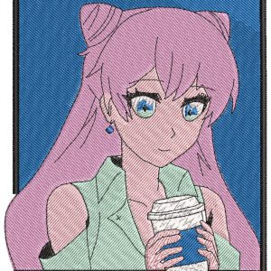 Anime Embroidery Pattern Akari Watanabe Coffee