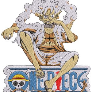Luffy Sits One Piece Anime Embroidery Pattern